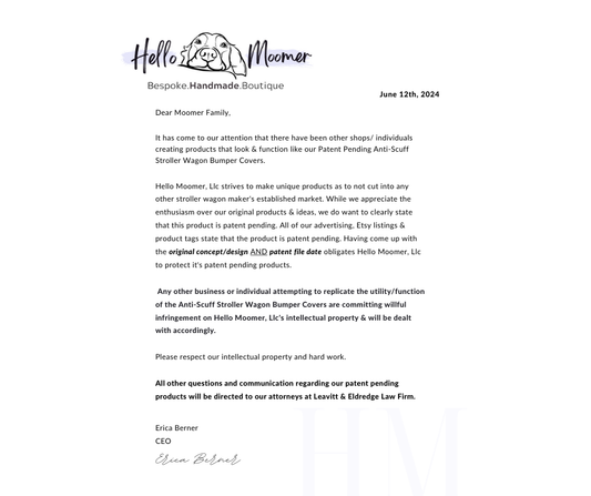 Re: Patent Pending Anti-Scuff Stroller Wagon Bumper Covers